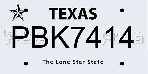 PBK7414 Texas License Plate