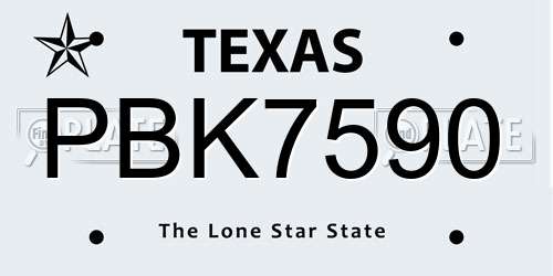 PBK7590 Texas License Plate