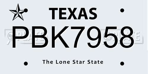 PBK7958 Texas License Plate