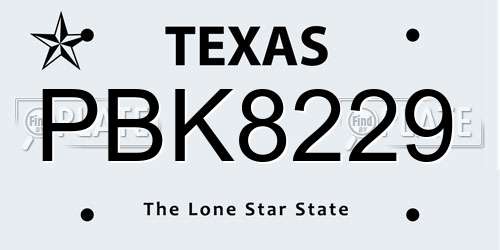 PBK8229 Texas License Plate