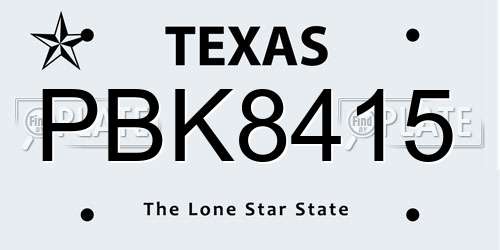 PBK8415 Texas License Plate