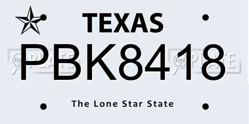 PBK8418 Texas License Plate