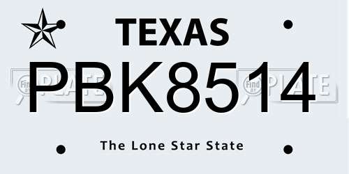 PBK8514 Texas License Plate