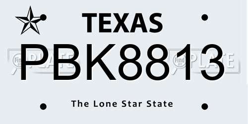 PBK8813 Texas License Plate