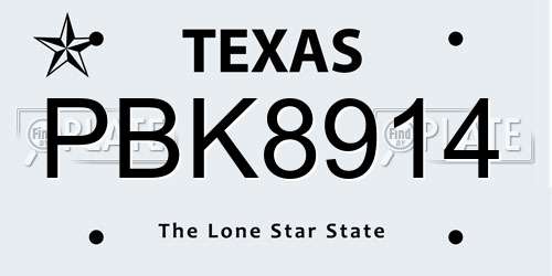 PBK8914 Texas License Plate