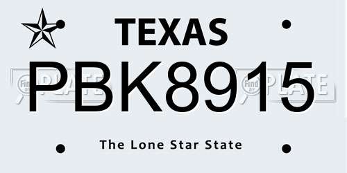 PBK8915 Texas License Plate