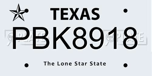 PBK8918 Texas License Plate