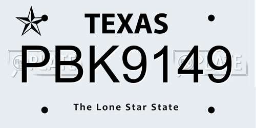 PBK9149 Texas License Plate