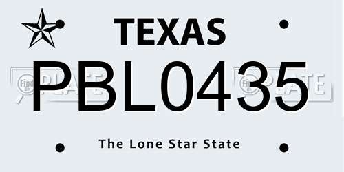 PBL0435 Texas License Plate