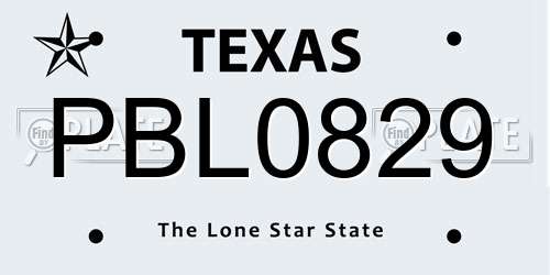 PBL0829 Texas License Plate