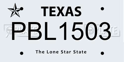 PBL1503 Texas License Plate