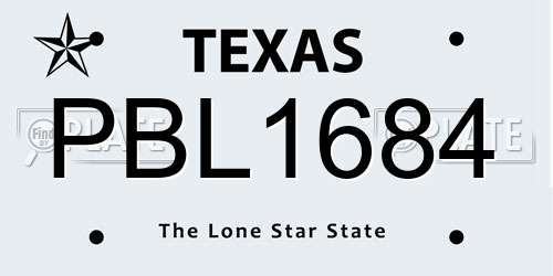 PBL1684 Texas License Plate