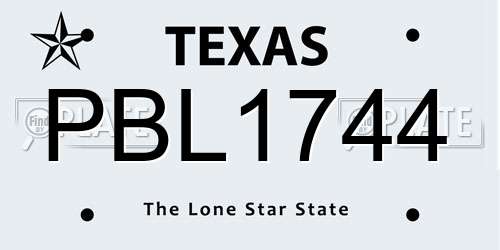 PBL1744 Texas License Plate