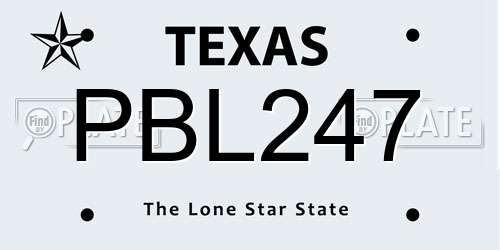 PBL247 Texas License Plate