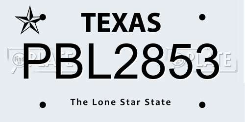 PBL2853 Texas License Plate