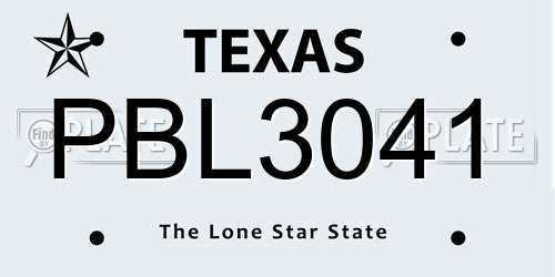 PBL3041 Texas License Plate