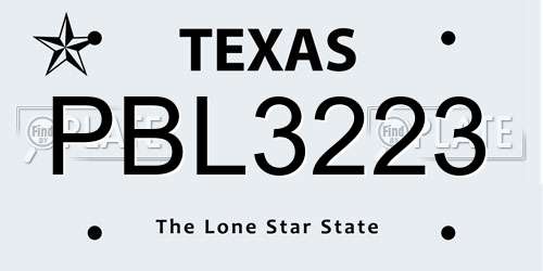 PBL3223 Texas License Plate