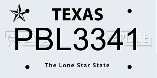 PBL3341 Texas License Plate