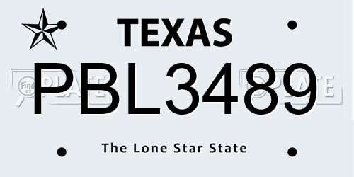 PBL3489 Texas License Plate