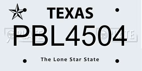 PBL4504 Texas License Plate