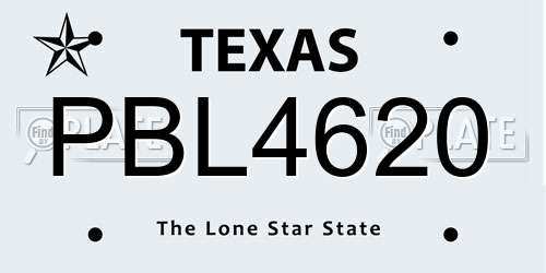PBL4620 Texas License Plate