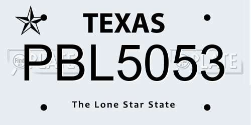 PBL5053 Texas License Plate