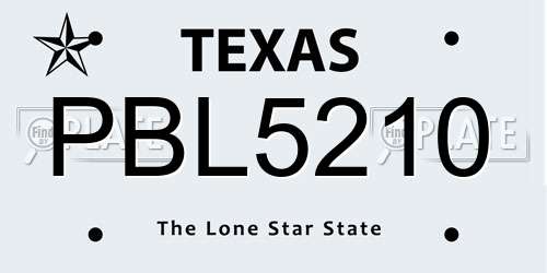 PBL5210 Texas License Plate