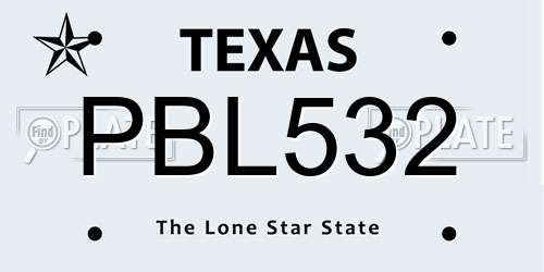 PBL532 Texas License Plate