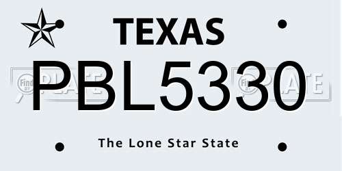 PBL5330 Texas License Plate