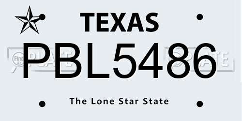 PBL5486 Texas License Plate