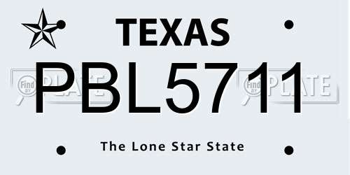 PBL5711 Texas License Plate