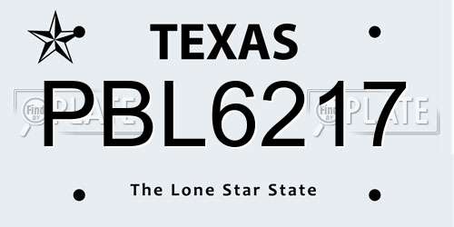 PBL6217 Texas License Plate