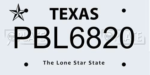 PBL6820 Texas License Plate