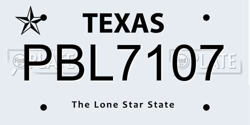 PBL7107 Texas License Plate
