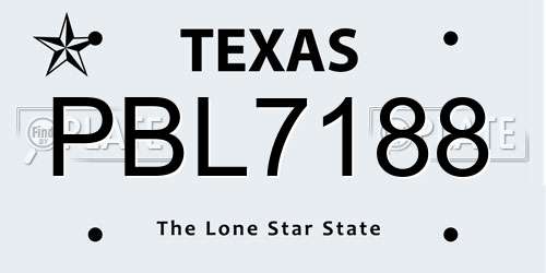 PBL7188 Texas License Plate