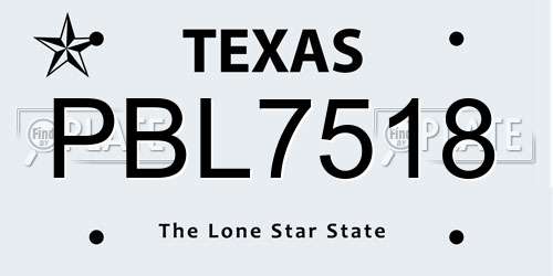 PBL7518 Texas License Plate