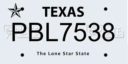 PBL7538 Texas License Plate