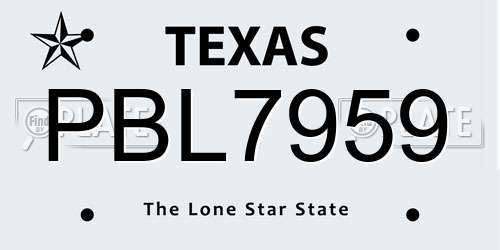 PBL7959 Texas License Plate