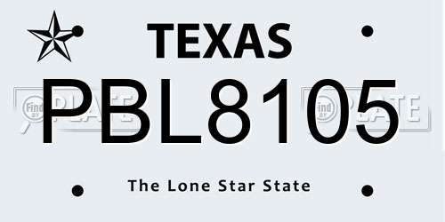 PBL8105 Texas License Plate