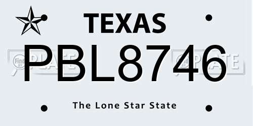 PBL8746 Texas License Plate