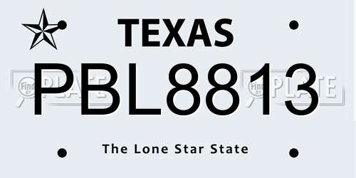 PBL8813 Texas License Plate
