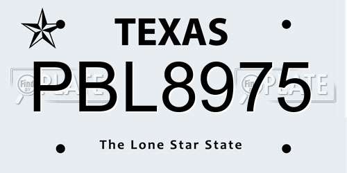 PBL8975 Texas License Plate