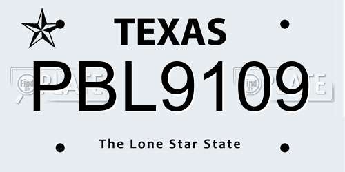 PBL9109 Texas License Plate