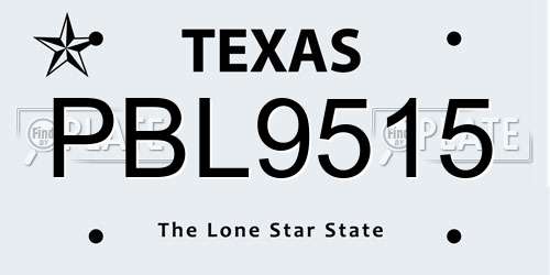 PBL9515 Texas License Plate