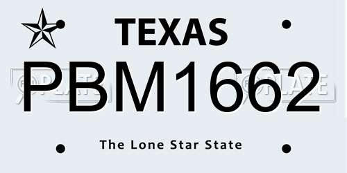 PBM1662 Texas License Plate