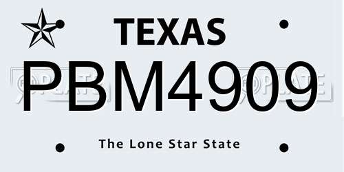 PBM4909 Texas License Plate