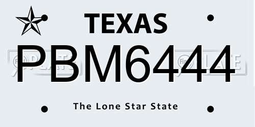 PBM6444 Texas License Plate