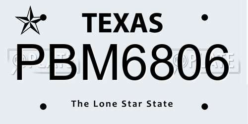 PBM6806 Texas License Plate