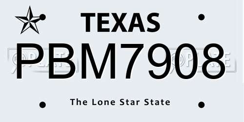 PBM7908 Texas License Plate