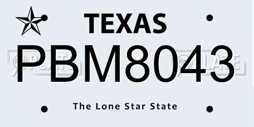 PBM8043 Texas License Plate